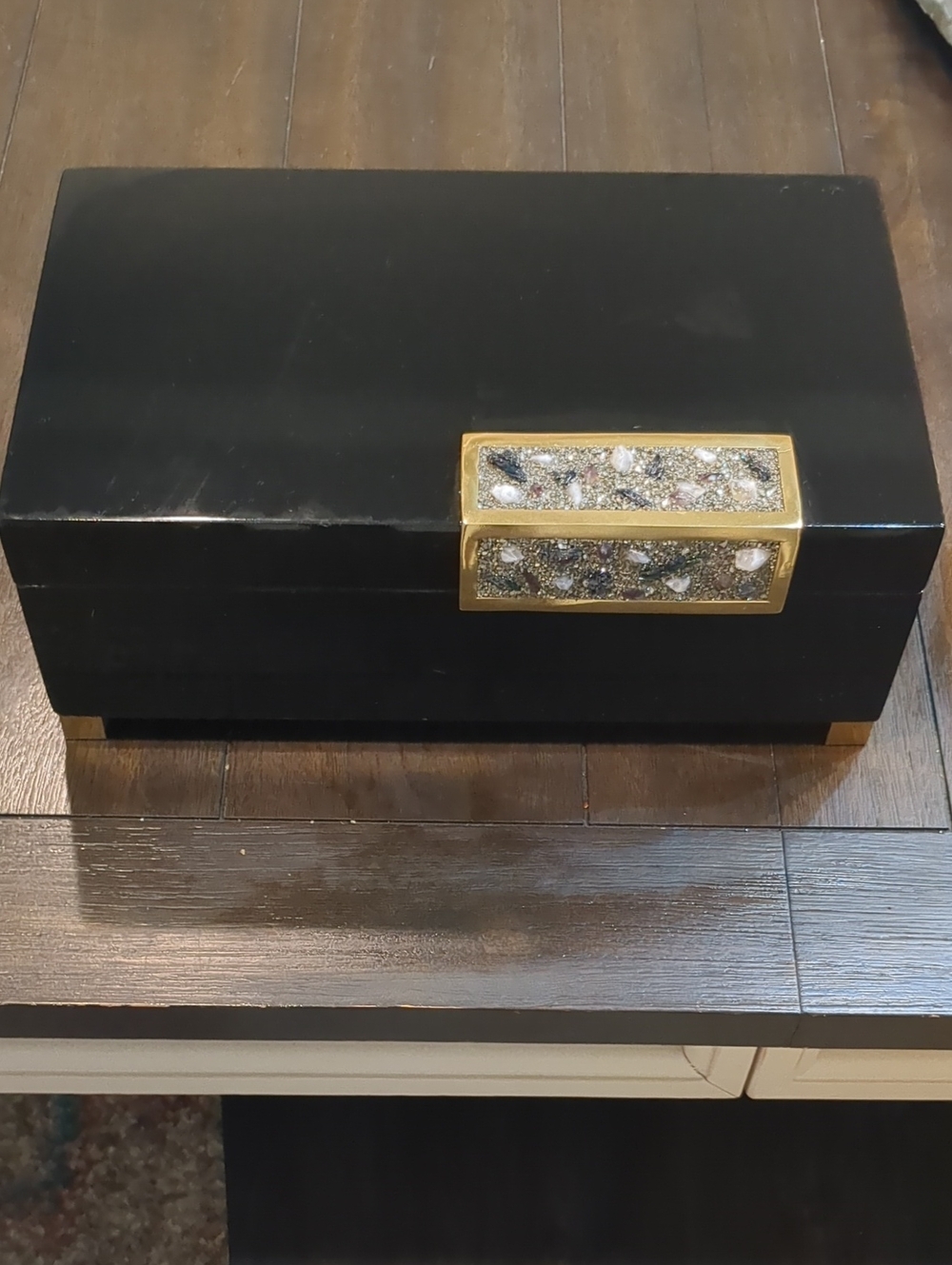 The John Richard Black Decorative Jewelry Box with Gold Accent